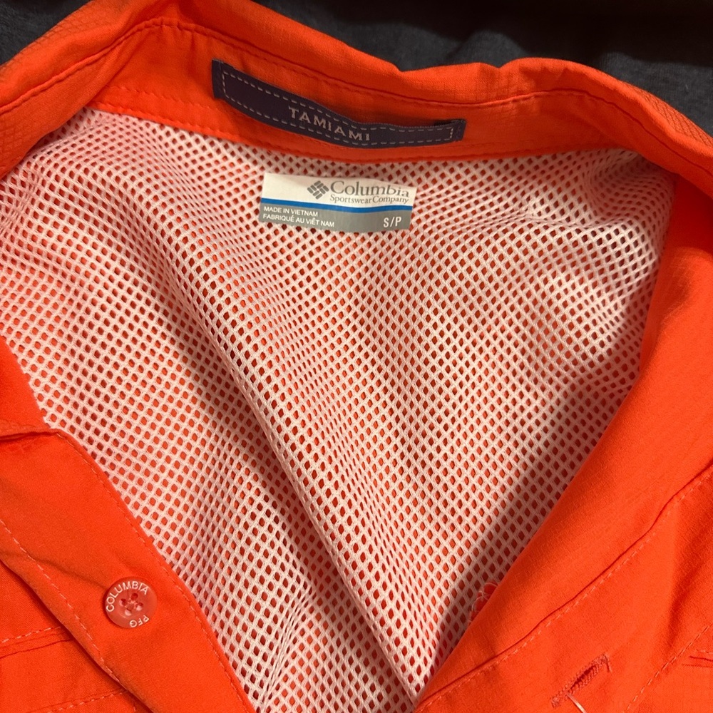 Columbia Orange Lightweight Shirt Jacket Breathable Mesh